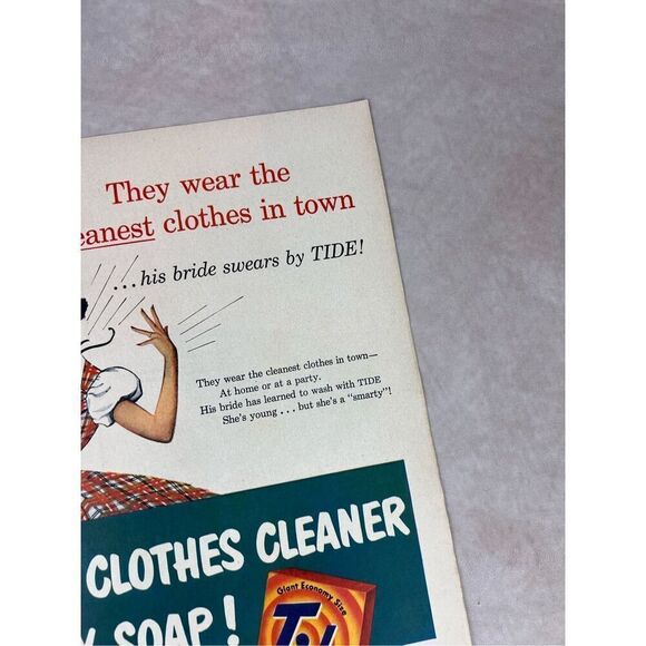 Vintage 1951 Tide Print Ad Mod MCM - Picture 4 of 5